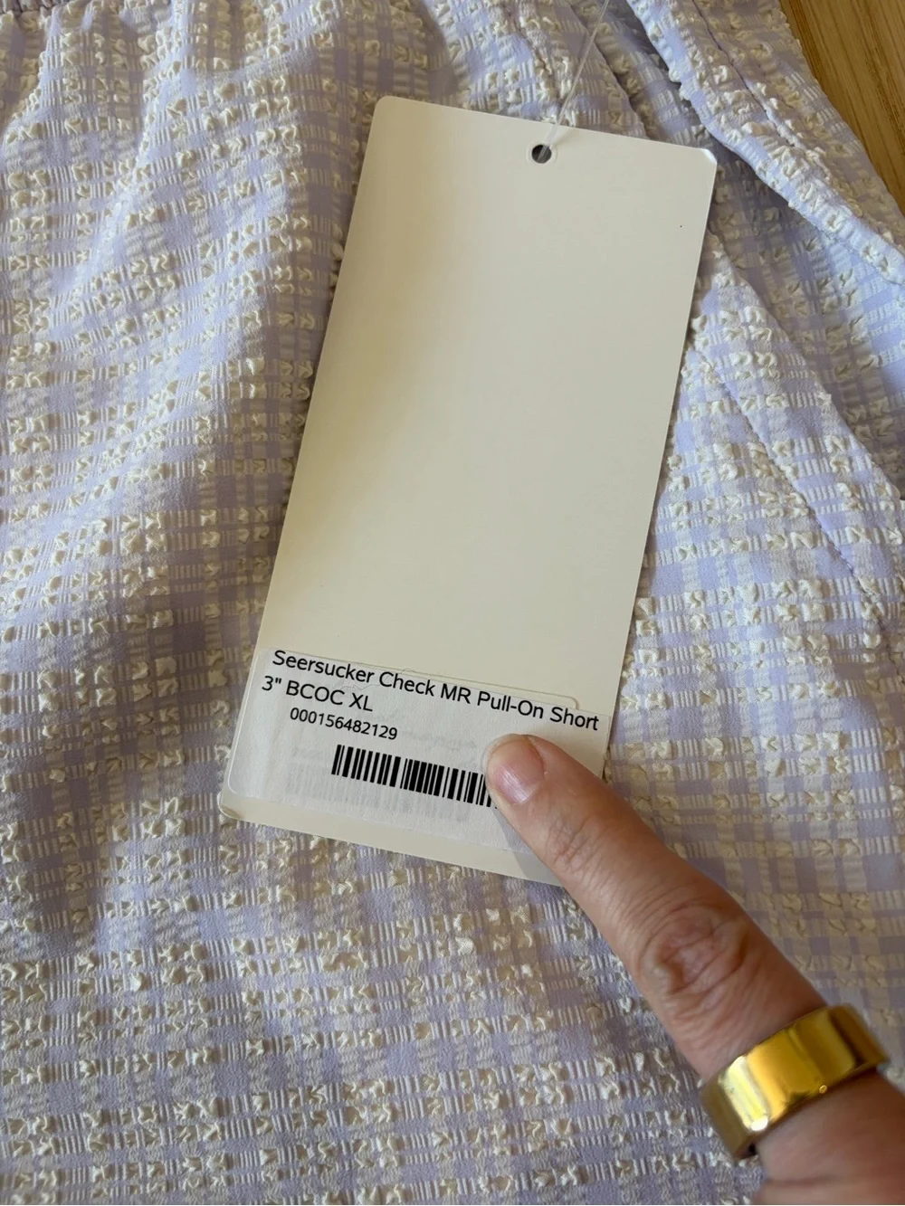 Lululemon Lavender Seersucker Check MR Pull-On Shorts XL